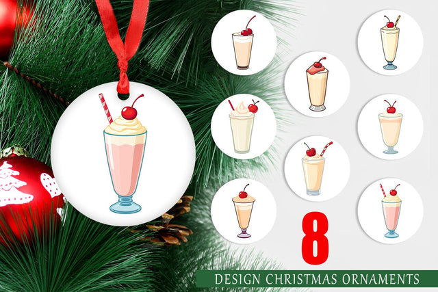Ornament Milkshake with Cherry Sublimation artnoy 