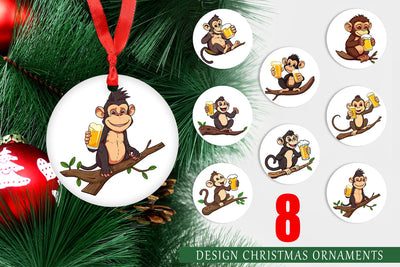 Ornament Monkey Beer Day Sublimation artnoy 
