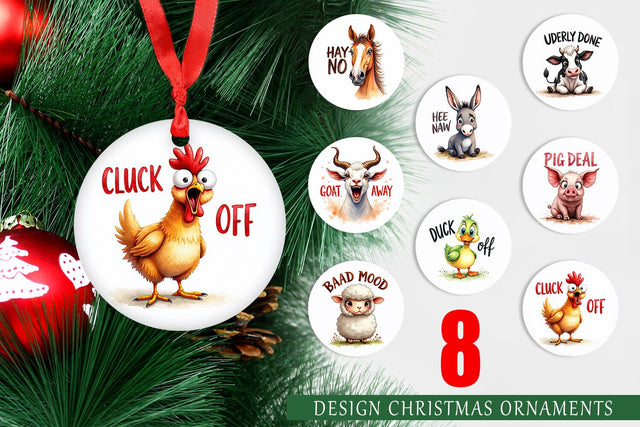 Ornament Moody Farm Animal Watercolor Quotes Sublimation artnoy 