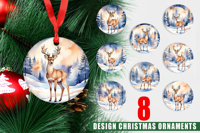 Ornament Moonlit Winter Deer Sublimation artnoy 