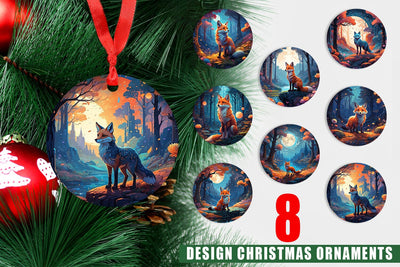 Ornament Moonlit Woodland Fox Sublimation artnoy 