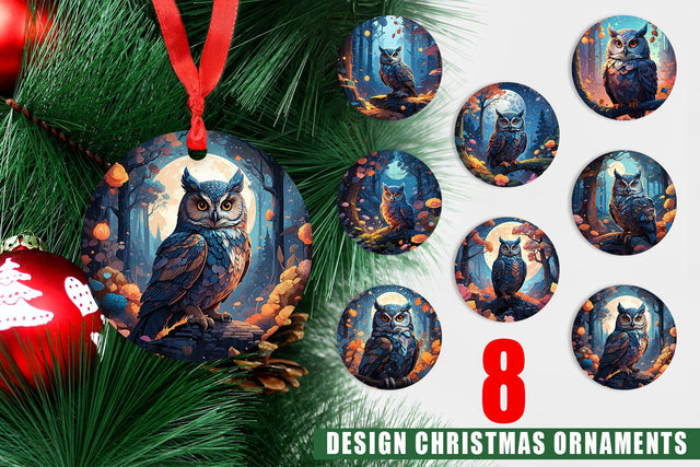Ornament Moonlit Woodland Owl Sublimation artnoy 