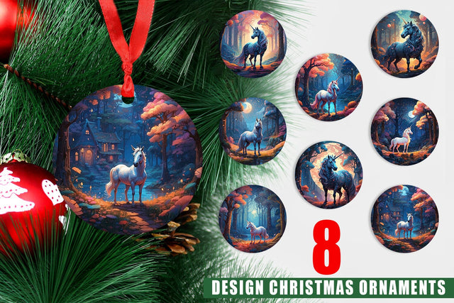Ornament Moonlit Woodland Unicorn Sublimation artnoy 