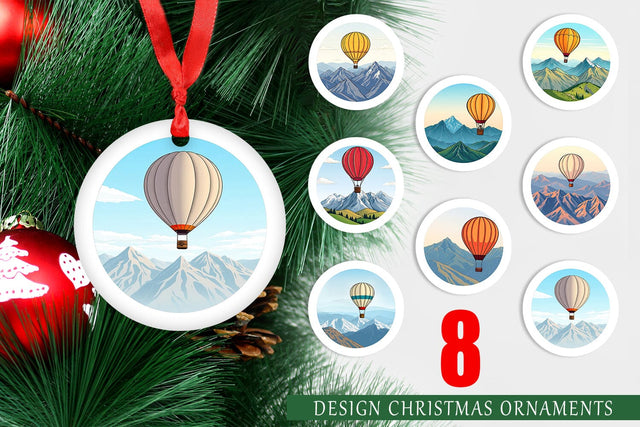 Ornament Mountain Hot Air Balloon Sublimation artnoy 