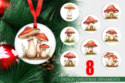 Ornament Mushroom Homes Sublimation artnoy 