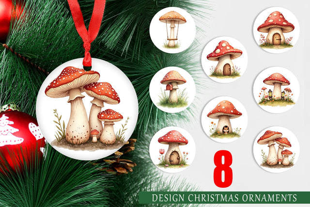 Ornament Mushroom Homes Sublimation artnoy 