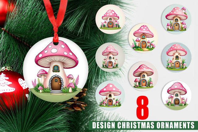 Ornament Mushroom House Sublimation artnoy 
