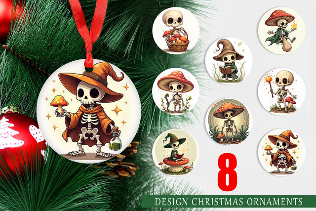 Ornament Mushroom Mage Skeletons Sublimation artnoy 