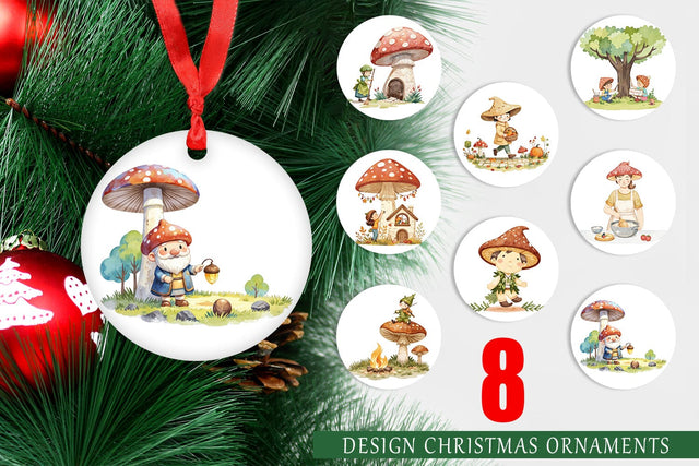 Ornament Mushroom Village Friends Sublimation artnoy 
