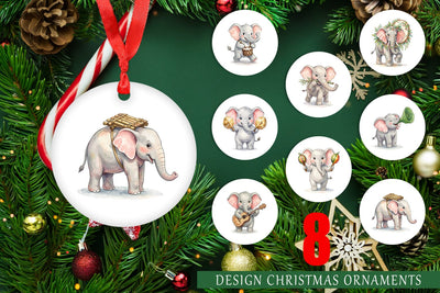 Ornament Musical Jungle Elephant Watercolor Sublimation artnoy 