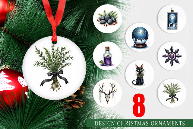 Ornament Mystical Macabre Yule Watercolor Sublimation artnoy 