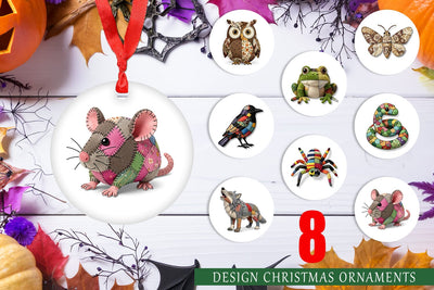 Ornament Nocturnal Animal Patchwork Fabric Art Sublimation artnoy 