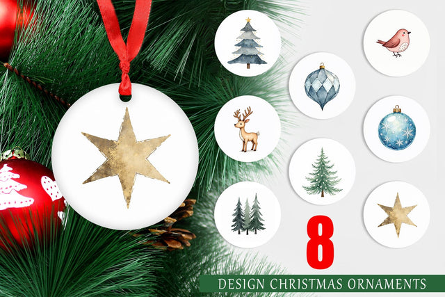 Ornament Nordic Winter Watercolor Christmas Sublimation artnoy 