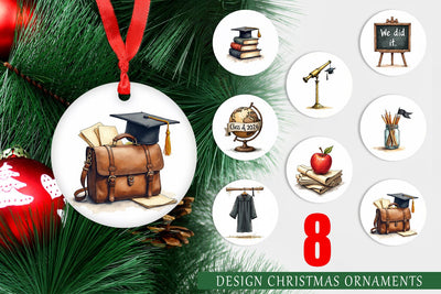 Ornament Nostalgic Academia Vintage School Supplies Sublimation artnoy 