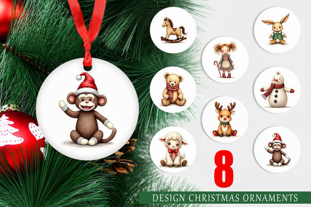 Ornament Nostalgic Christmas Plush Toys Watercolor Sublimation artnoy 