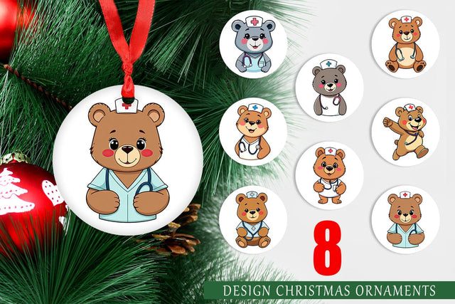 Ornament Nurse Bear Sublimation artnoy 