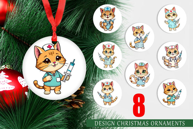 Ornament Nurse Cat Sublimation artnoy 