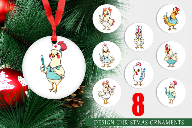 Ornament Nurse Chicken Sublimation artnoy 