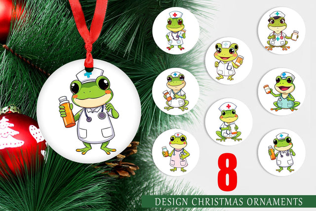 Ornament Nurse Frog Sublimation artnoy 