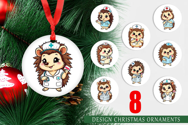 Ornament Nurse Hedgehog Sublimation artnoy 