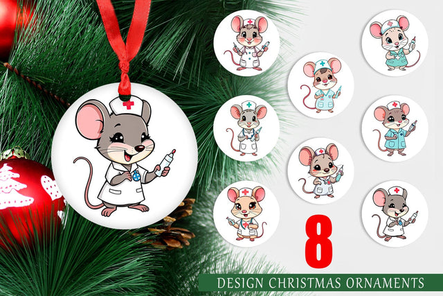 Ornament Nurse Mouse Sublimation artnoy 