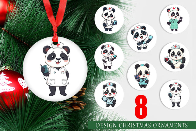 Ornament Nurse Panda Sublimation artnoy 