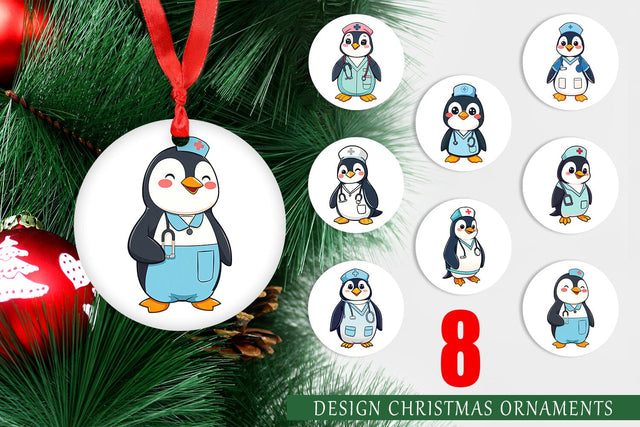 Ornament Nurse Penguin Sublimation artnoy 