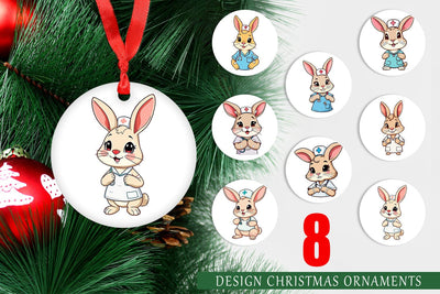 Ornament Nurse Rabbit Sublimation artnoy 