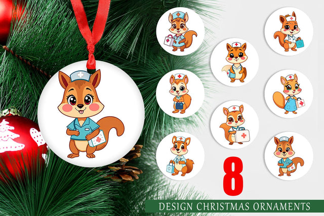 Ornament Nurse Squirrel Sublimation artnoy 