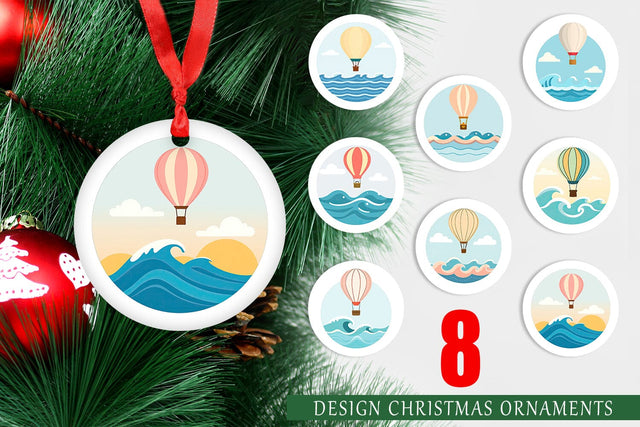 Ornament Ocean Hot Air Balloon Sublimation artnoy 