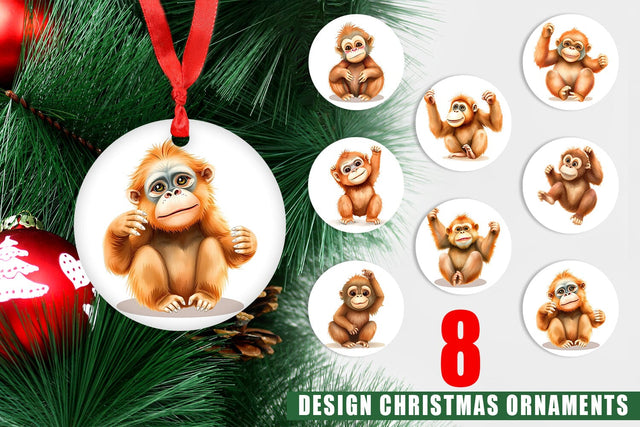 Ornament Orangutan Wildlife Sublimation artnoy 