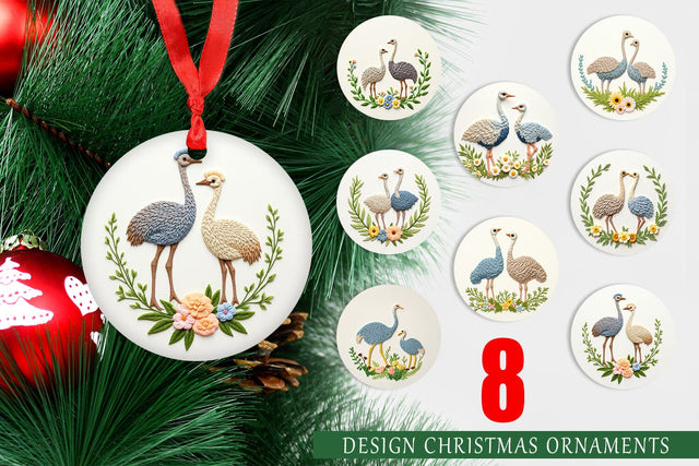 Ornament Ostrich Embroidery Sublimation artnoy 