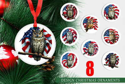 Ornament Owl 4th of July Sublimation artnoy 
