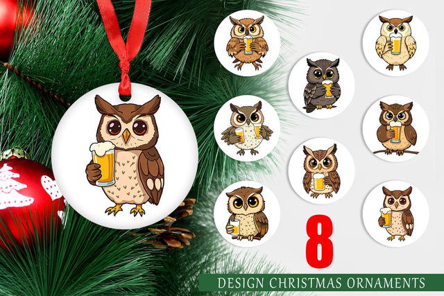 Ornament Owl Beer Day Sublimation artnoy 