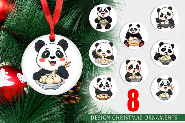 Ornament Panda with Dumplings Sublimation artnoy 