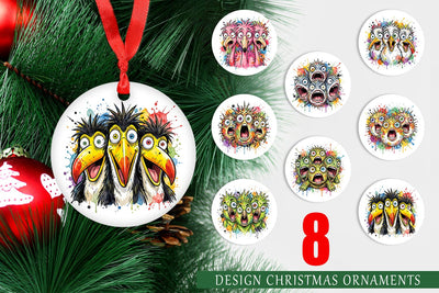 Ornament Panic Tropical Animals Messy Watercolor Sublimation artnoy 
