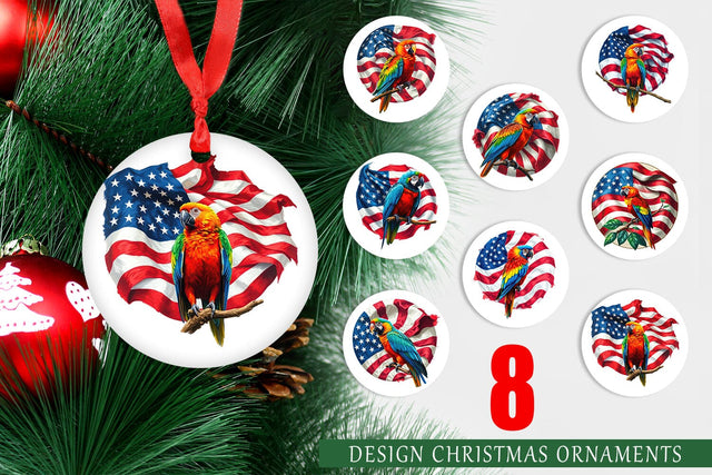 Ornament Parrot 4th of July Sublimation artnoy 