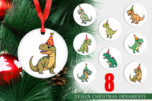 Ornament Party Hat Dino Sublimation artnoy 