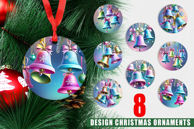 Ornament Pastel Christmas Bells Sublimation artnoy 