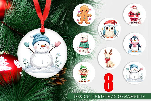 Ornament Pastel Christmas Characters Sublimation artnoy 