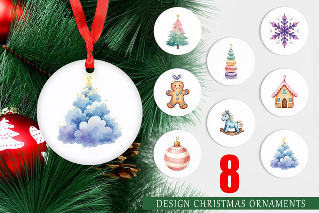 Ornament Pastel Dreams Watercolor Christmas Sublimation artnoy 
