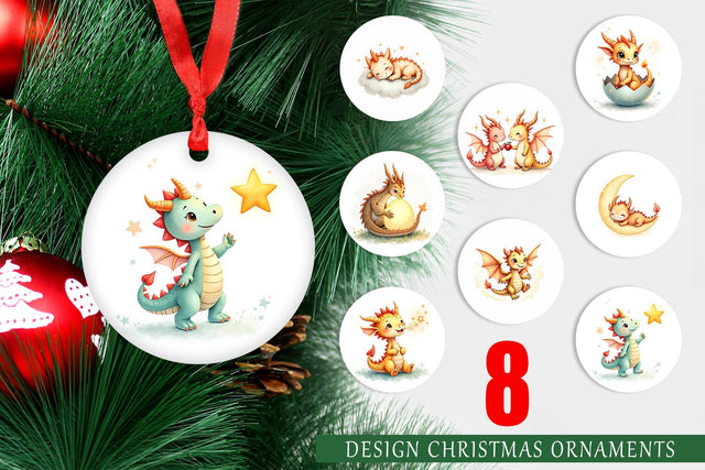 Ornament Pastel Dreamy Dragons Sublimation artnoy 