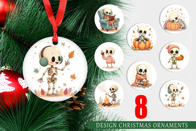 Ornament Pastel Fall Skeletons Sublimation artnoy 