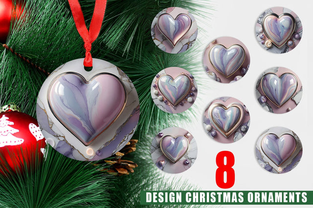 Ornament Pastel Heart Marble Sublimation artnoy 