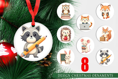 Ornament Pastel School Critters Sublimation artnoy 