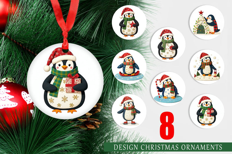Ornament Patchwork Penguin Sublimation artnoy 