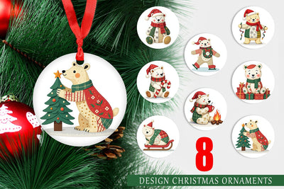 Ornament Patchwork Polar Bear Sublimation artnoy 
