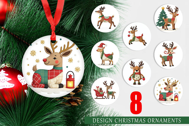Ornament Patchwork Reindeer Sublimation artnoy 