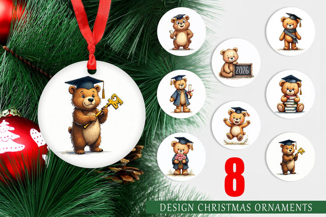 Ornament Patchwork Teddy Bear Graduates Sketchy Retro Sublimation artnoy 