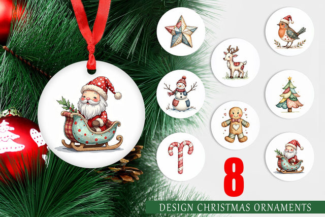 Ornament Patchwork Watercolor Christmas Sublimation artnoy 